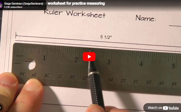 Measuring with a plain ruler with fractions and worksheet